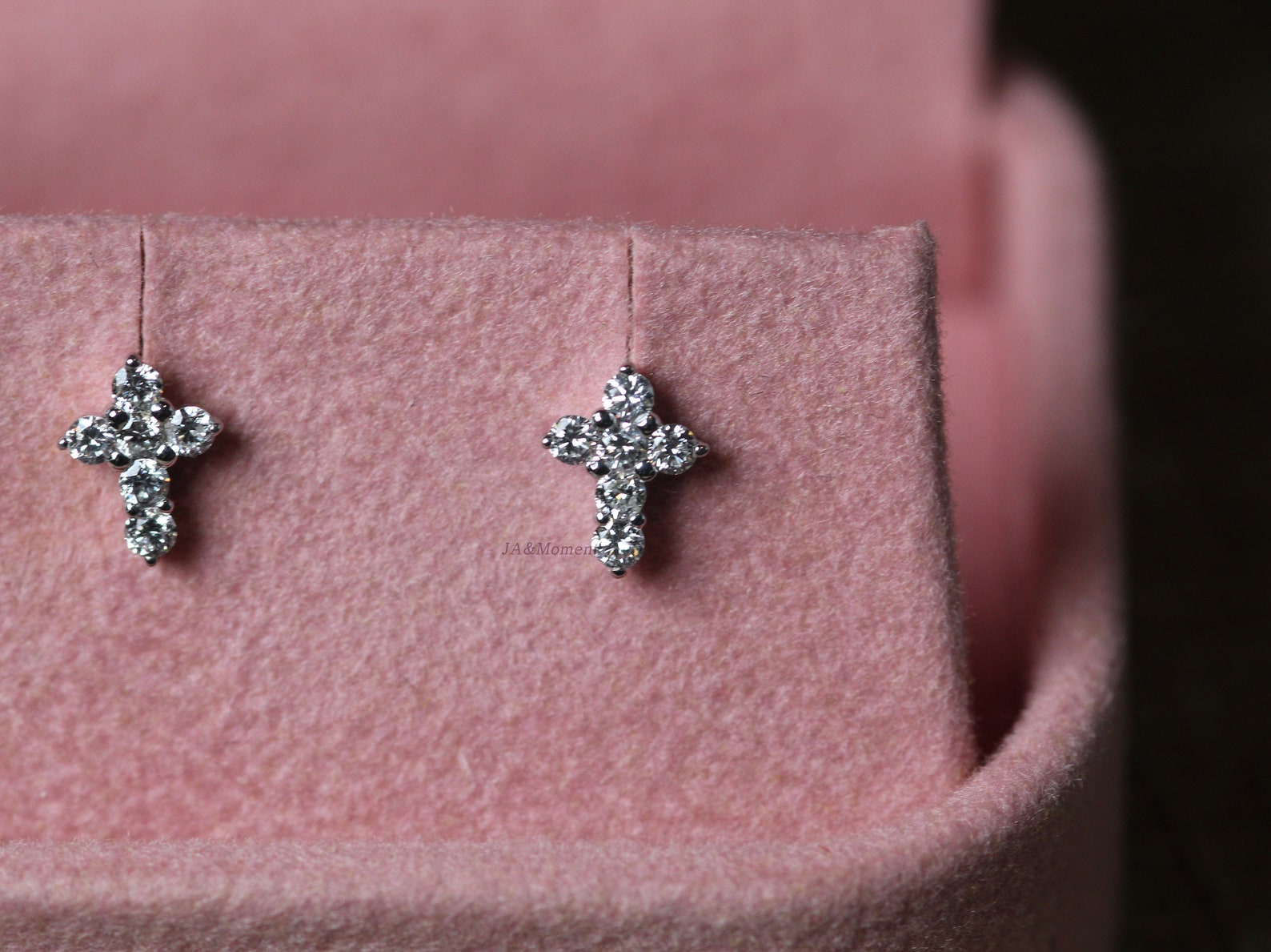 Natural Diamond Cross Earrings / 14k Solid Gold Cross Earrings Etsy