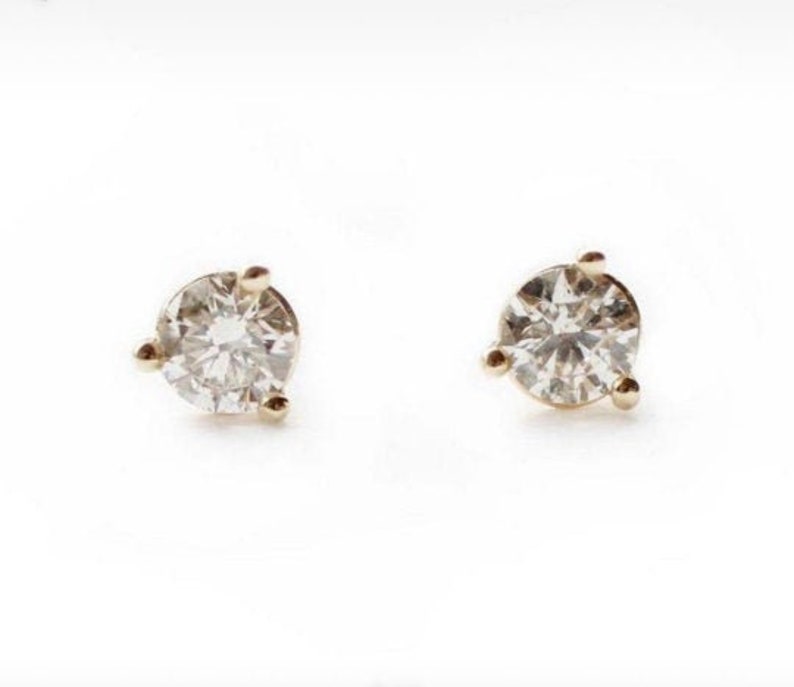 2mm Small Diamond Earrings / 14k Gold Earrings / 18k Diamond Etsy