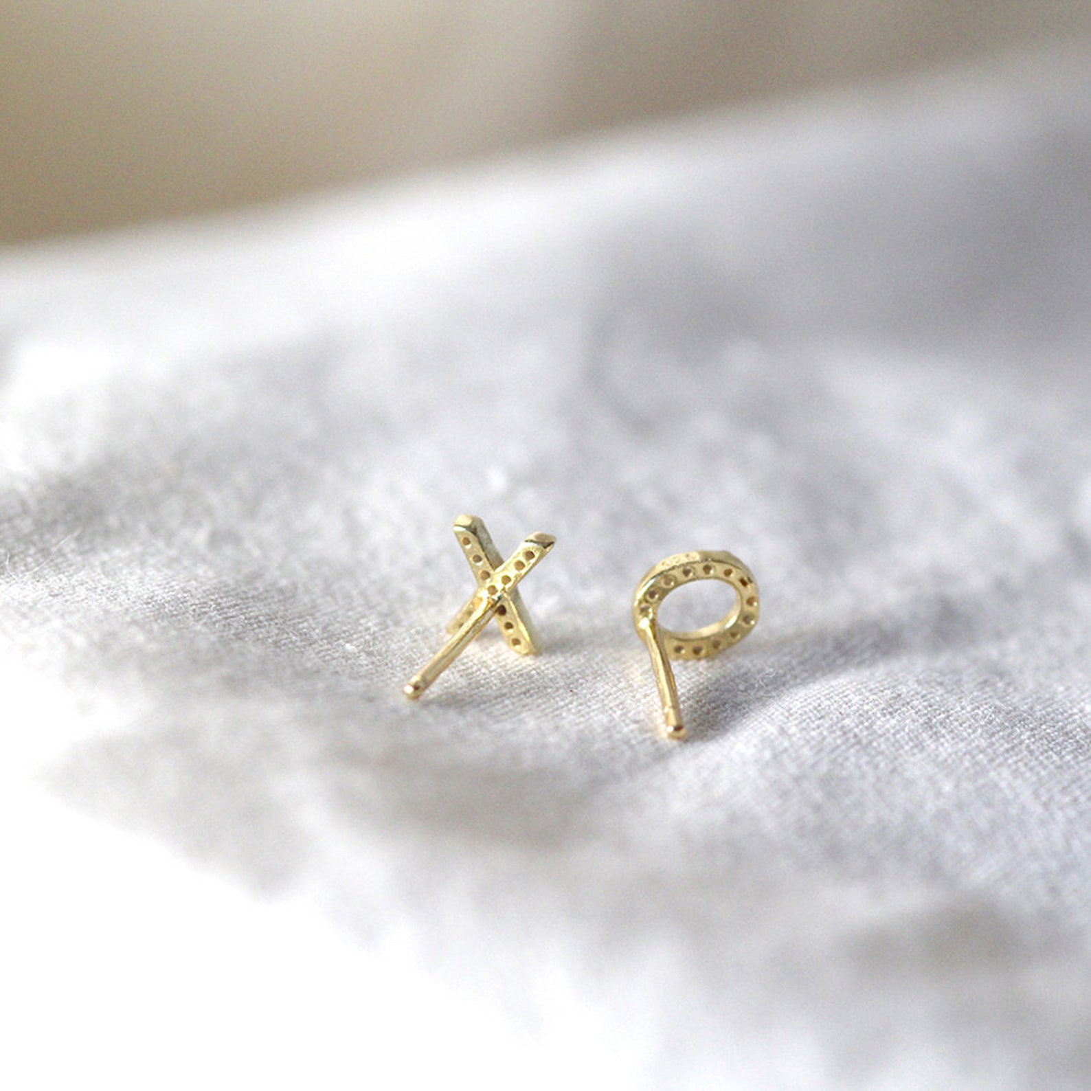 Natural Diamond X O Earrings / XO Xo Earrings Gold / 14k X O Etsy