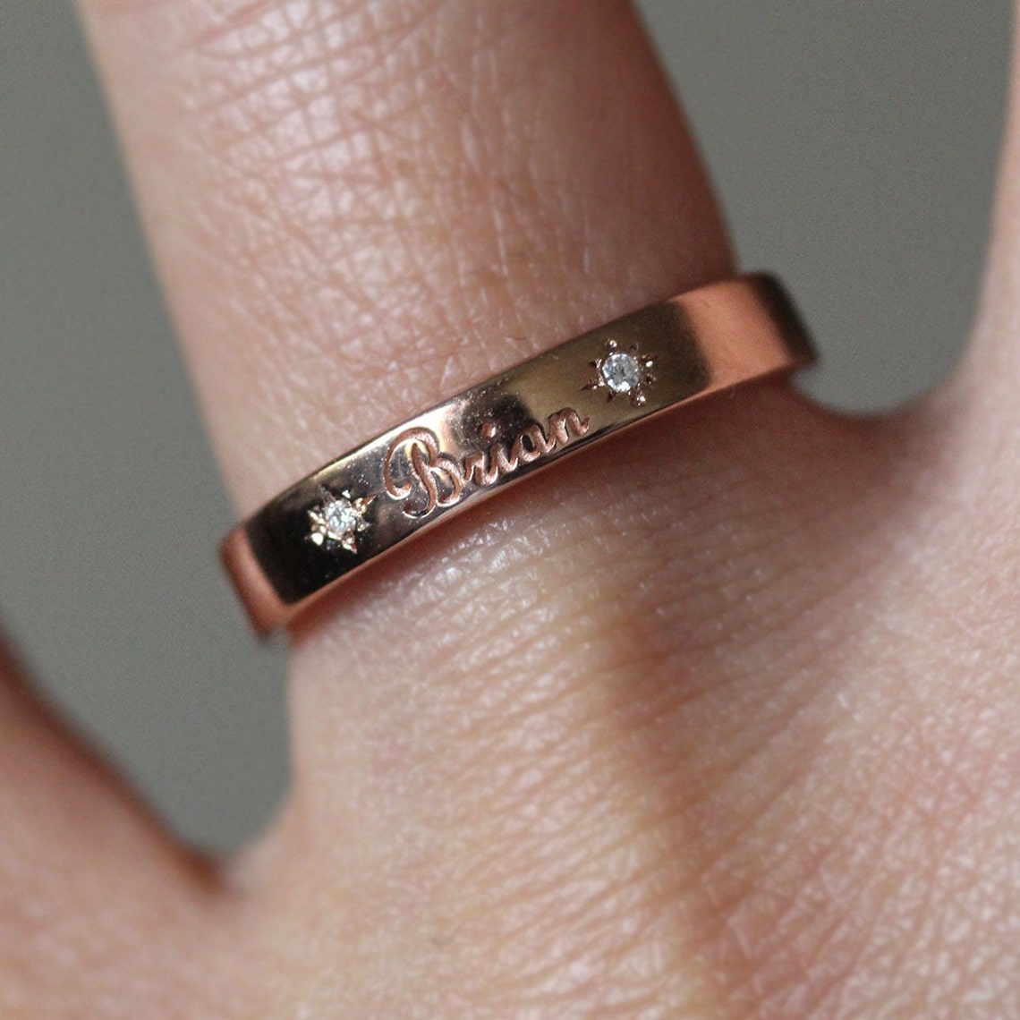 Star Name Ring / Customized Name Ring / Name With Diamond Ring - Etsy