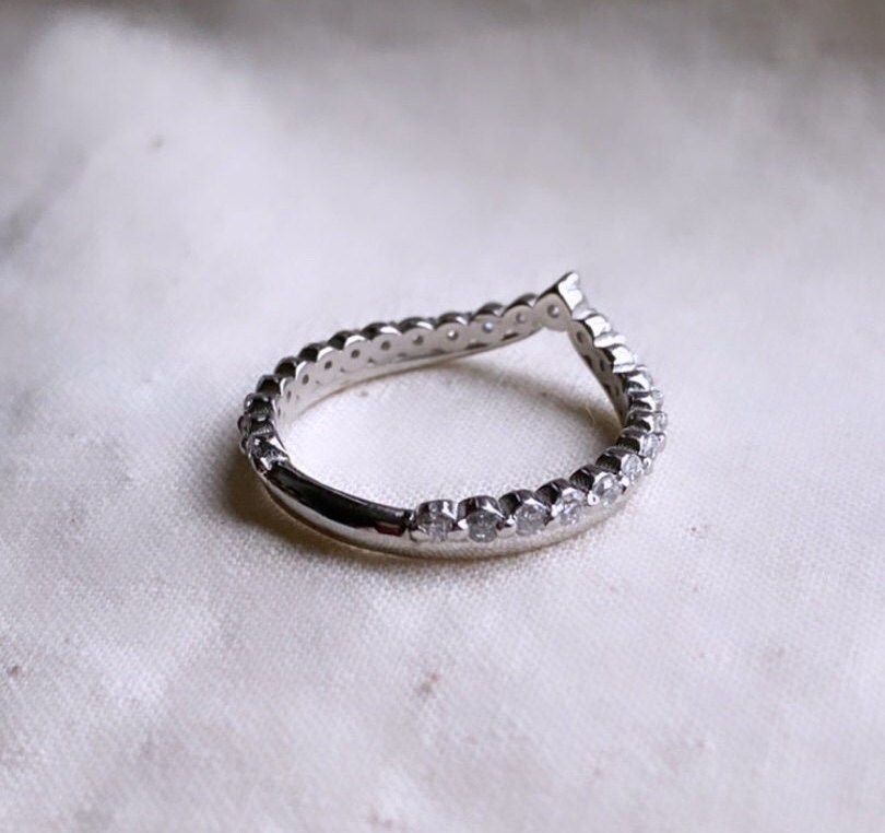 Platinum Unique Diamond Wedding Band / Wedding Band for Her / - Etsy