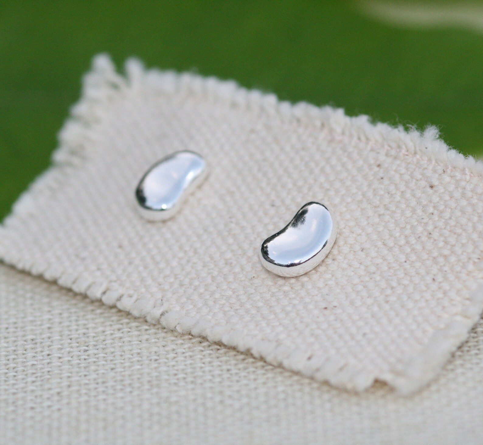 Sterling Silver Bean Earrings Eco Earrings Vegetarian Etsy