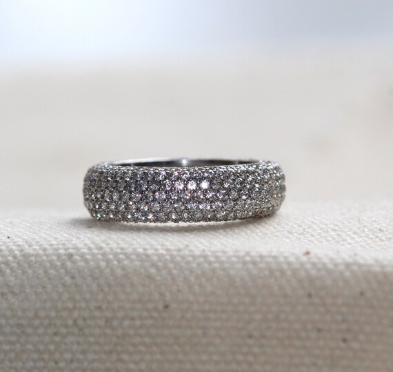 Pave Ring Silver / Bold Stone Ring / Sterling Silver Ring Etsy