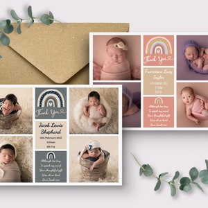 Personalised New Baby Thank You Cards Photo Birthday Thank You Notes Personalised Thank You Cards with Photo Baby Announcement Newborn Cards image 2
