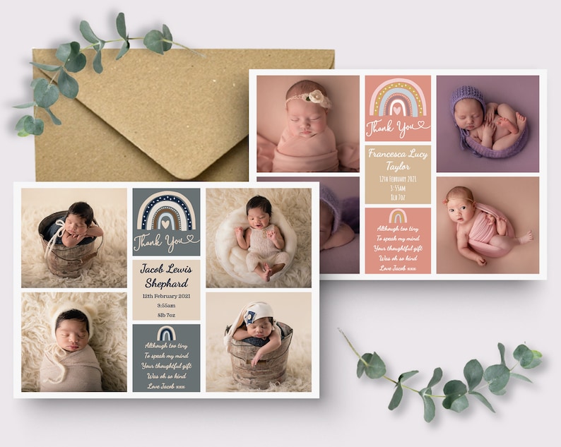 Personalised New Baby Thank You Cards Photo Birthday Thank You Notes Personalised Thank You Cards with Photo Baby Announcement Newborn Cards image 2