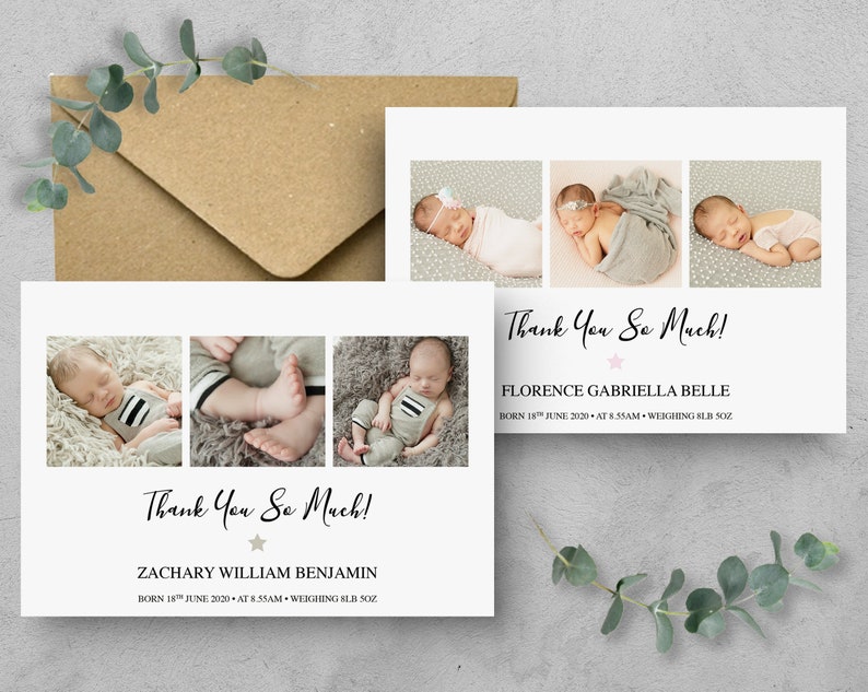 Personalised New Baby Thank You Cards Photo Birthday Thank You Notes Personalised Thank You Cards with Photo Baby Announcement Newborn Cards image 10