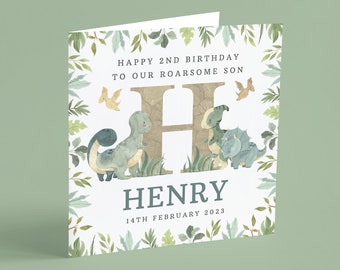 Personalised 1st 2nd 3rd Birthday Card, Dinosaur Birthday Card, Personalised First Birthday Card, Personalised Dinosaur Birthday Card GG53
