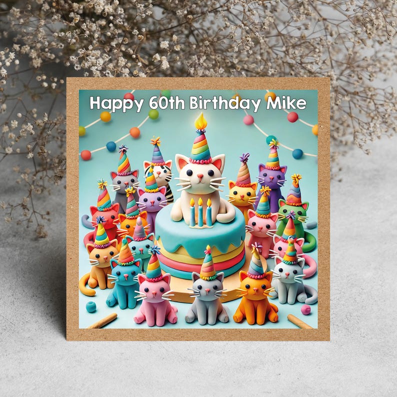 Personalised Cat Birthday Card with Party Cats Illustration – For Cat Lovers | GG118 image 6