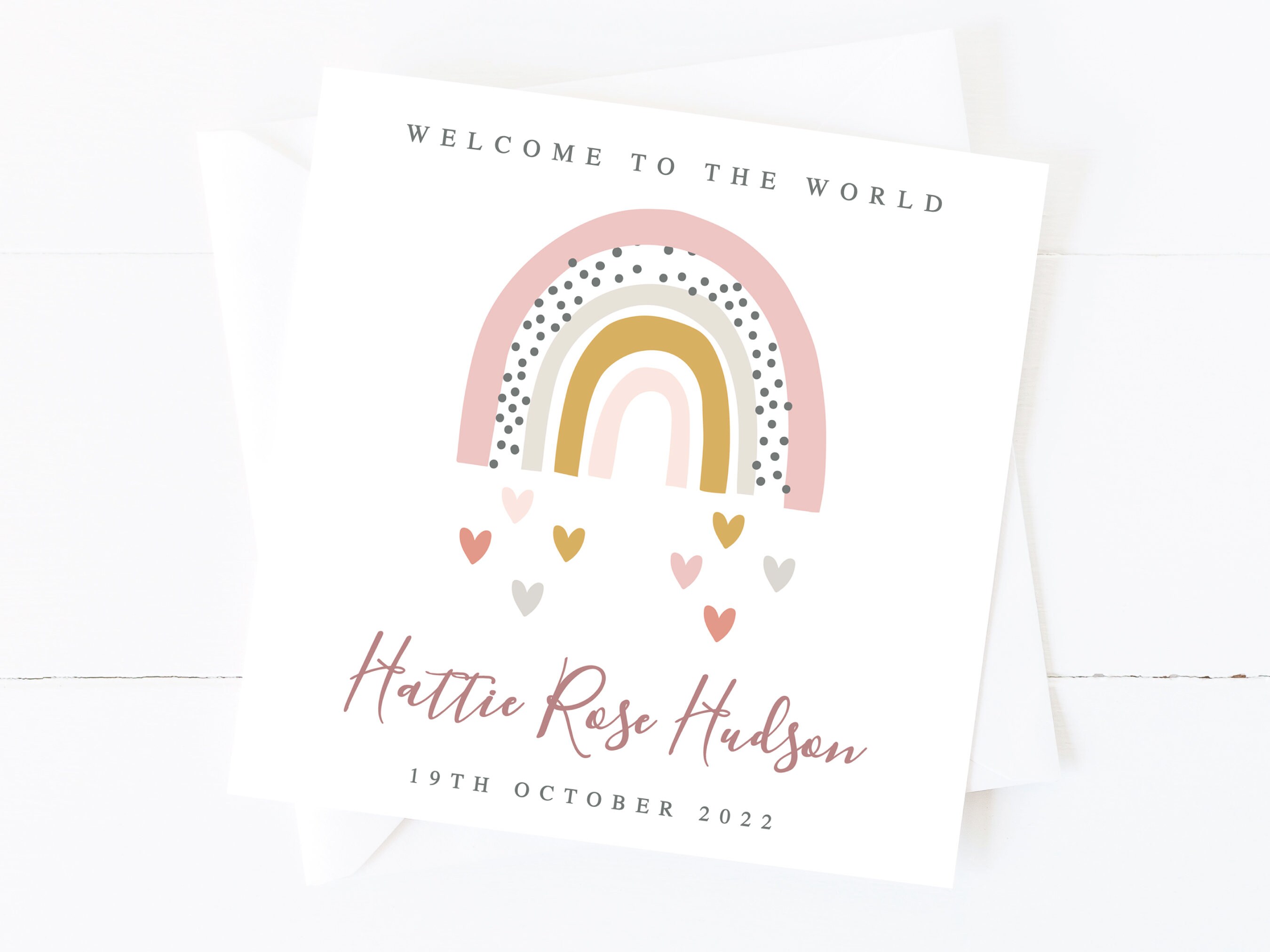 Personalised Rainbow Baby Card Pink Rainbow New Baby Card Etsy UK