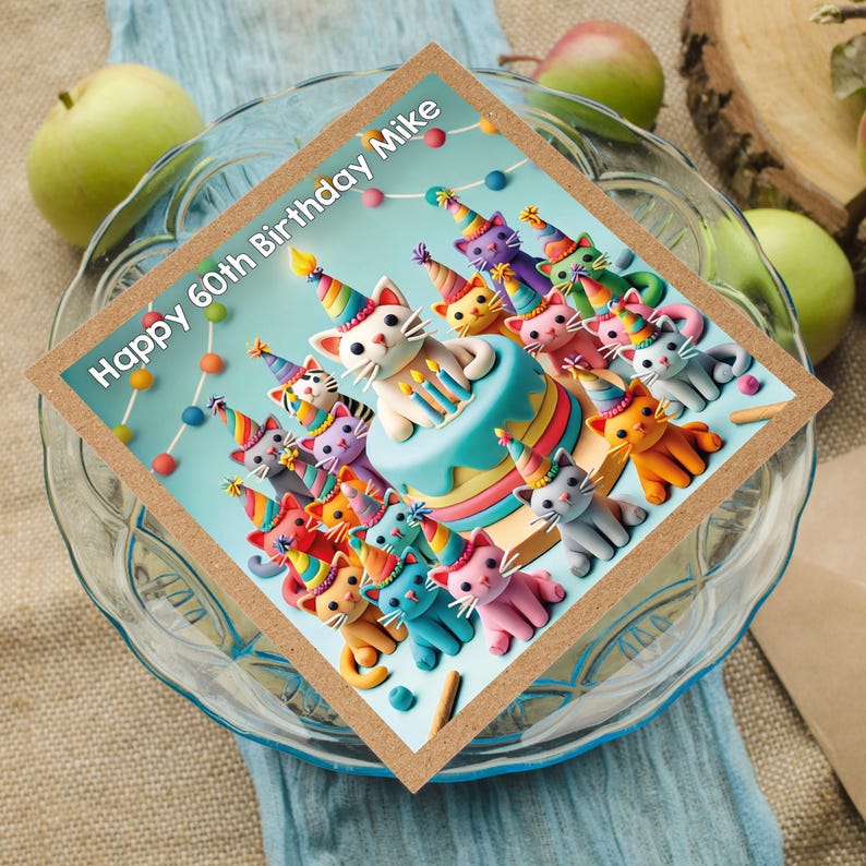 Personalised Cat Birthday Card with Party Cats Illustration – For Cat Lovers | GG118 image 9
