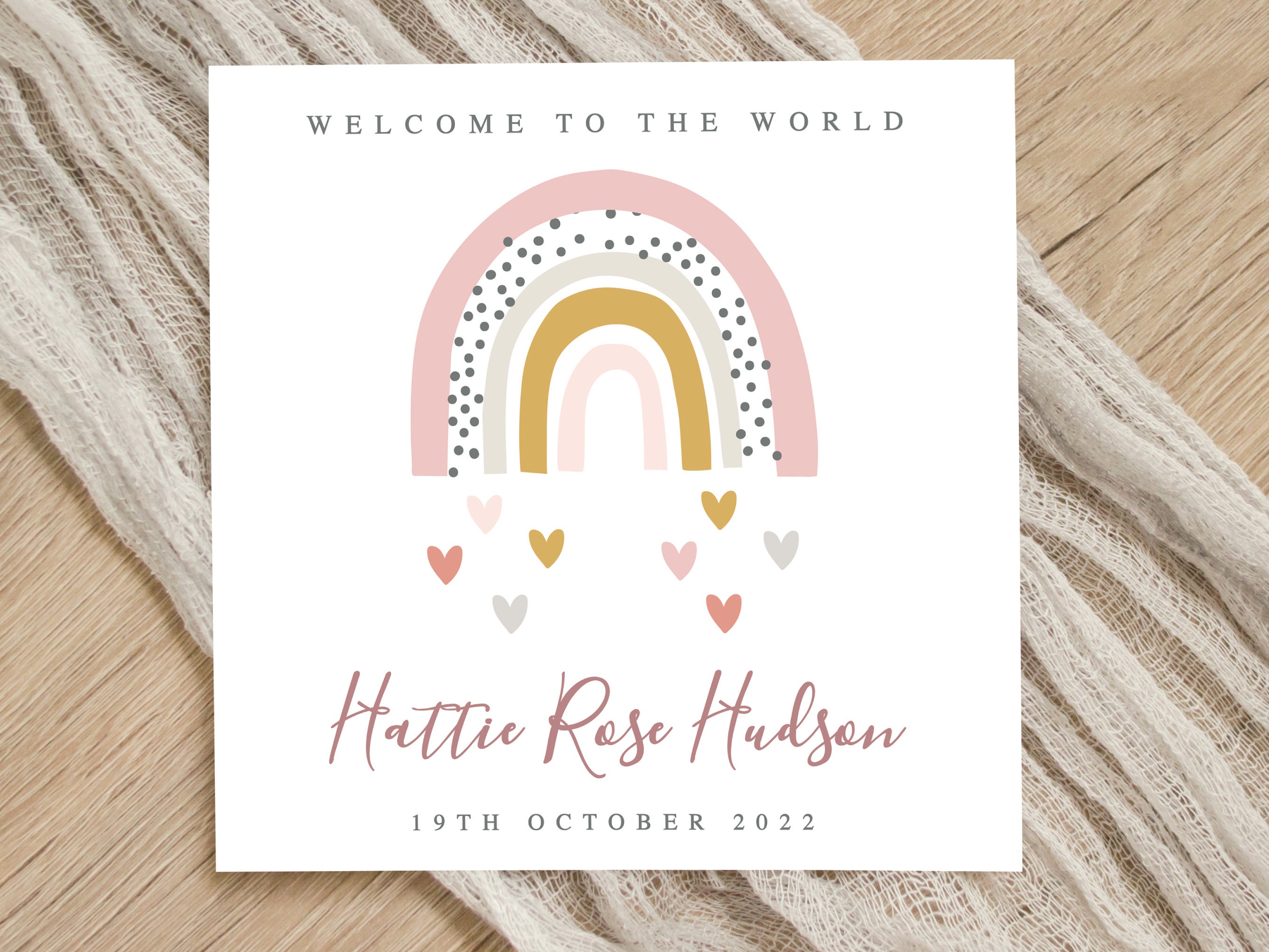 Personalised Rainbow New Baby Card Customised Rainbow Baby Etsy UK