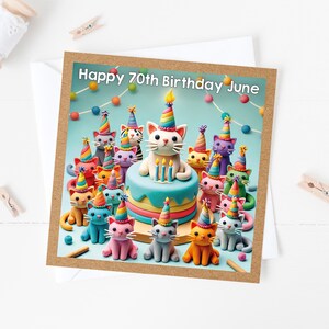 Personalised Cat Birthday Card with Party Cats Illustration – For Cat Lovers | GG118 image 2