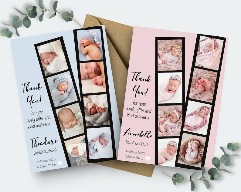 Personalised New Baby Thank You Cards Photo Birthday Thank You Notes Personalised Thank You Cards with Photo Baby Announcement Newborn Cards image 5