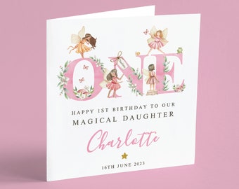 Personalised Fairy 1st Birthday Card for Girls – Daughter, Granddaughter or Niece | GG84