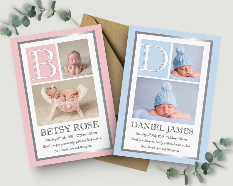 New Baby Thank You Cards Baby Thank You Card With Photos Personalised Photo Thank You Notes Baby Announcement Cards Newborn Photo Cards image 7