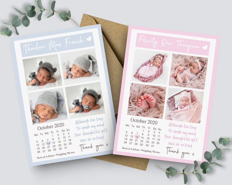 New Baby Thank You Cards Baby Thank You Card With Photos Personalised Photo Thank You Notes Baby Announcement Cards Newborn Photo Cards image 2