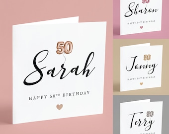 Personalised 50th Birthday Card with Balloon Design – Milestone Fiftieth Celebration | GG103