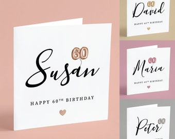 Personalised 60th Birthday Card with Balloon Design – Milestone Sixtieth Celebration | GG96
