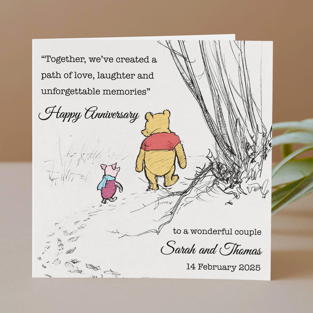 Personalised Anniversary Card – Cute Bear and Little Friend Design for ...