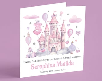Personalised Princess 3rd Birthday Card – Fairytale Castle Card for Girls | GG94