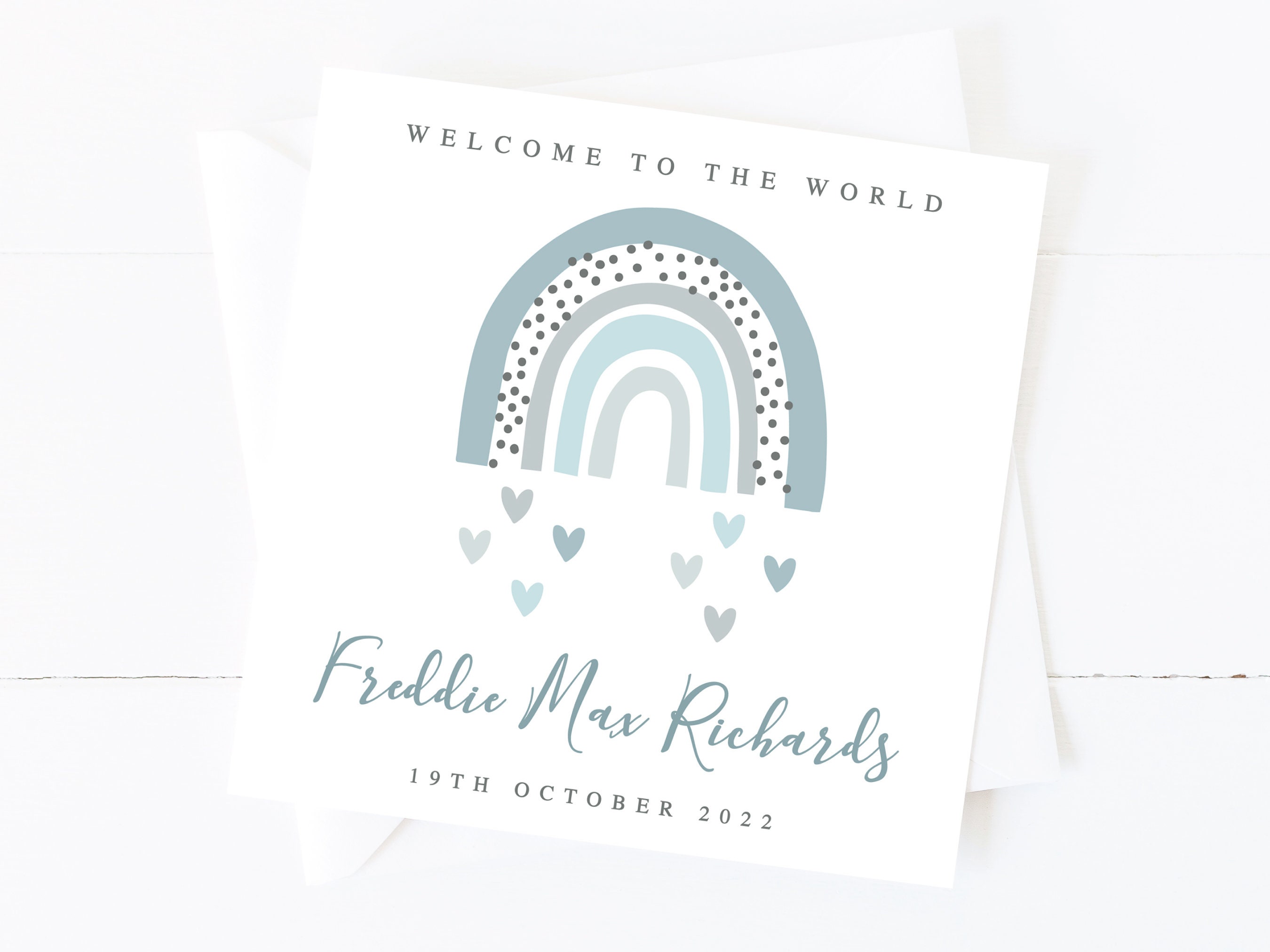 Personalised Rainbow New Baby Card Customised Rainbow Baby Etsy UK