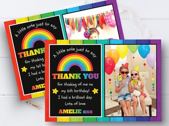 Personalised Photo Thank You Cards - Rainbow Vintage Design, Pack Of 10, With Envelopes 7 thumbnail image
