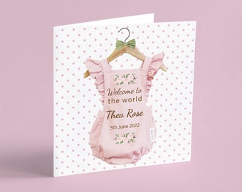 Personalised Vintage Baby Girl Card Floral New Baby Girl Card Pink Congratulations On New Baby Card Unique Welcome To The World Card GG40