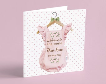 Carte de bébé fille vintage personnalisée Floral nouvelle carte de bébé fille rose Félicitations pour l'arrivée de votre nouveau bébé carte Unique Bienvenue dans le monde carte GG40