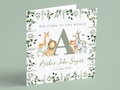 Personalised Jungle New Baby Card Customised Safari Animals Baby Gift New Baby Card With Initial Baby Boy Card Jungle Theme Card GG24