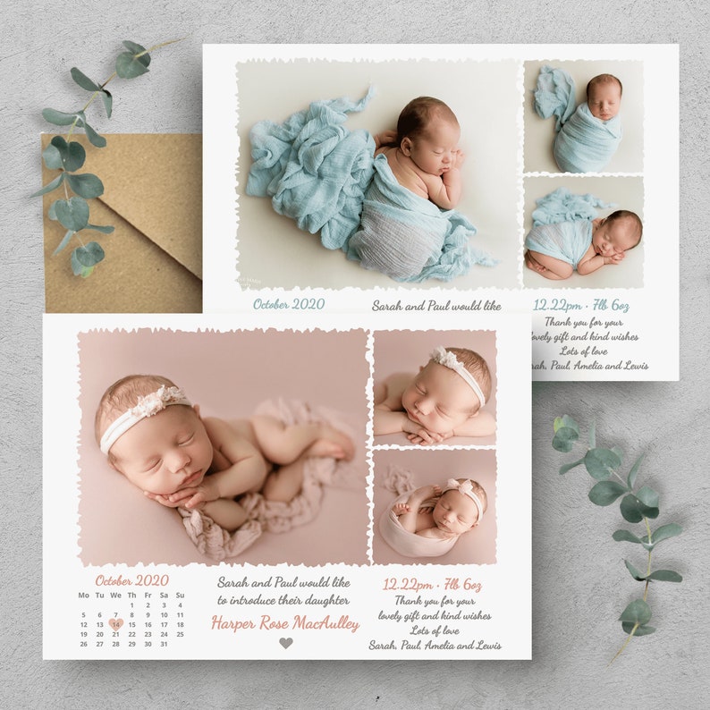 New Baby Thank You Cards Baby Thank You Card With Photos Personalised Photo Thank You Notes Baby Announcement Cards Newborn Photo Cards image 1