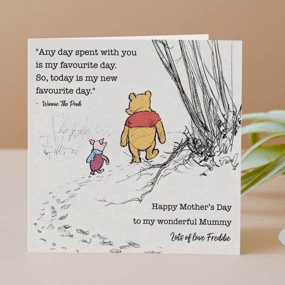 Personalised Mother’s Day Card – Winnie The Pooh Design for Mum, Mam, Nan or Grandma | GG130