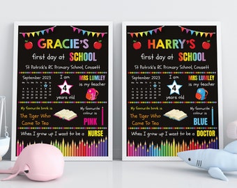 Personalised First Day at School Print – Back to School Nursery Keepsake Sign