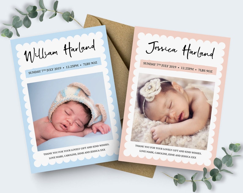 New Baby Thank You Cards Baby Thank You Card With Photos Personalised Photo Thank You Notes Baby Announcement Cards Newborn Photo Cards image 10