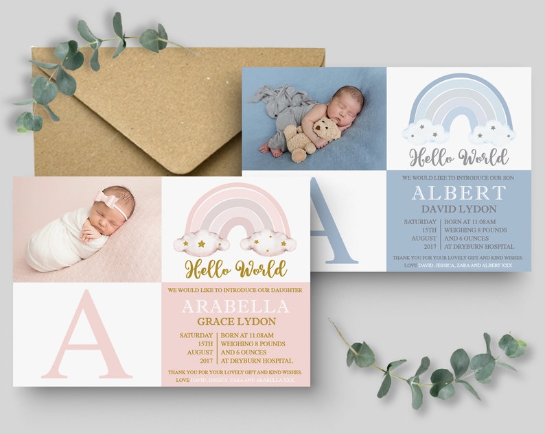 New Baby Thank You Cards Baby Thank You Card With Photos Personalised Photo Thank You Notes Baby Announcement Cards Newborn Photo Cards image 6