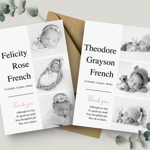 Personalised New Baby Thank You Cards Photo Birthday Thank You Notes Personalised Thank You Cards with Photo Baby Announcement Newborn Cards image 9