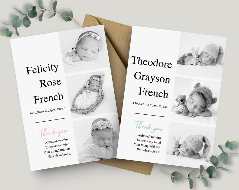 Personalised New Baby Thank You Cards Photo Birthday Thank You Notes Personalised Thank You Cards with Photo Baby Announcement Newborn Cards image 9