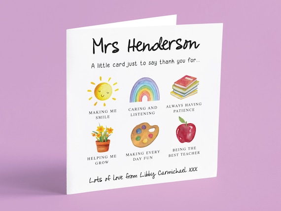 Personalised Thank You Card for Teacher Teaching Assistant – School Nursery GG43