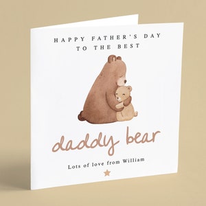 Personalised Daddy Bear Father's Day Card Customised Bear Fathers Day Card Animal Dad Grandad Cute Baby Bear 1st Father's Day Card GG13