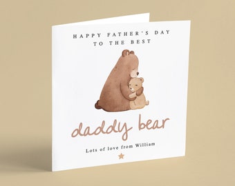 Personalised Daddy Bear Father’s Day Card for Dad or Grandad, From Kids GG13