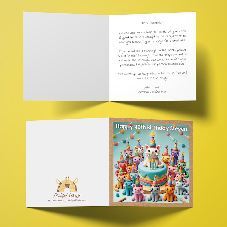 Personalised Cat Birthday Card with Party Cats Illustration – For Cat Lovers | GG118 image 10