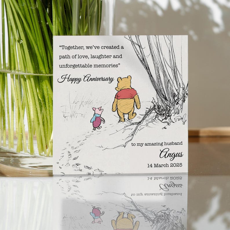 Personalised Anniversary Card – Cute Bear and Little Friend Design for ...
