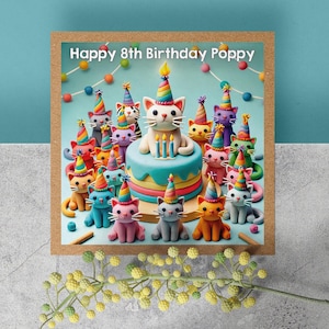 Personalised Cat Birthday Card with Party Cats Illustration – For Cat Lovers | GG118 image 4