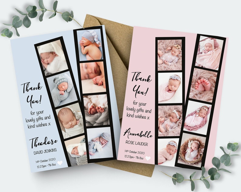 New Baby Thank You Cards Baby Thank You Card With Photos Personalised Photo Thank You Notes Baby Announcement Cards Newborn Photo Cards image 4