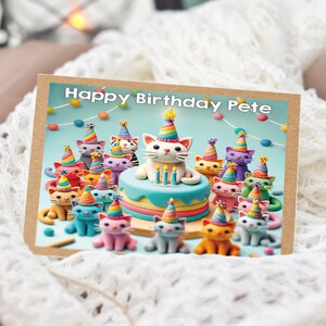 Personalised Cat Birthday Card with Party Cats Illustration – For Cat Lovers | GG118 image 8
