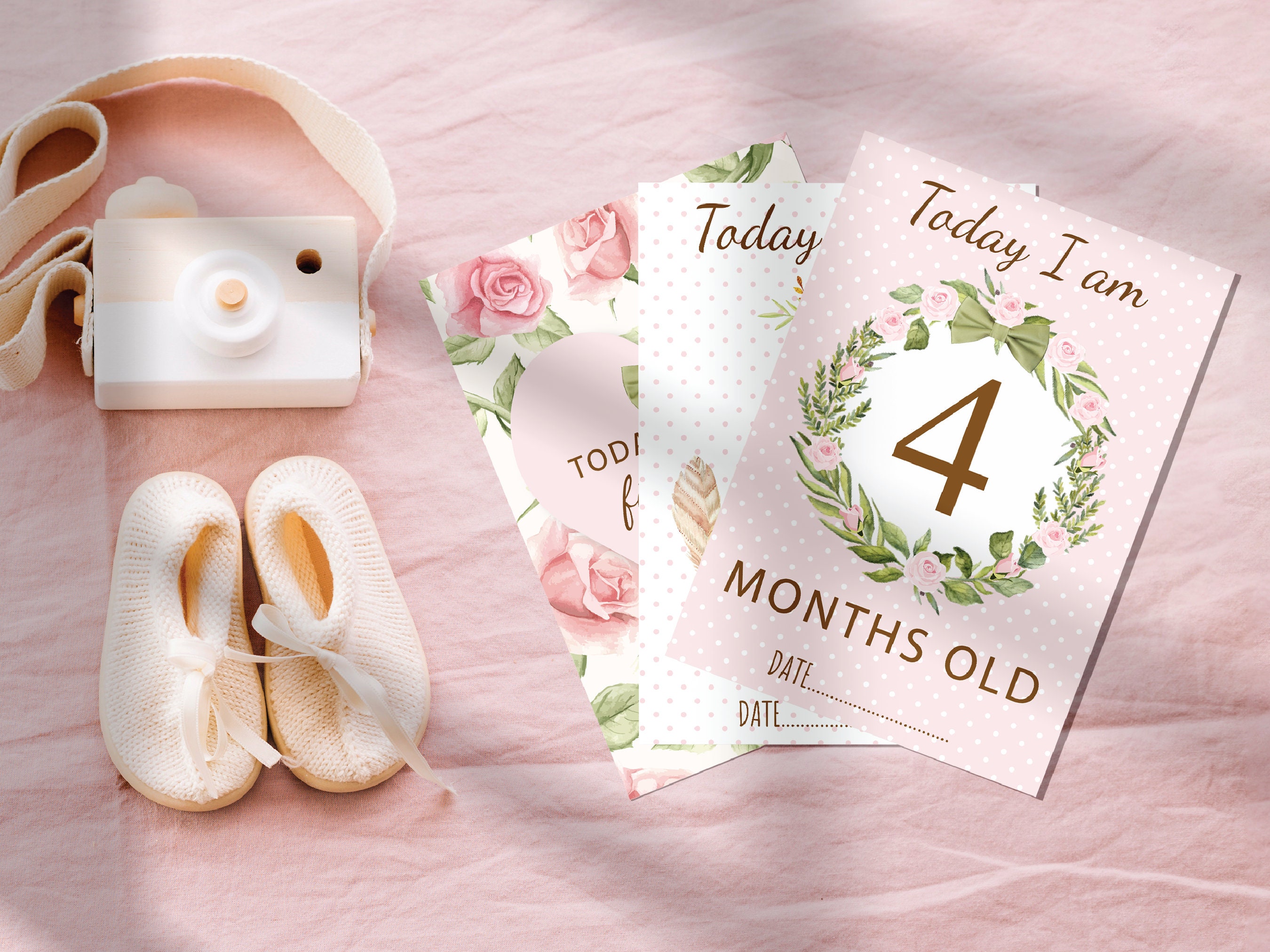 Floral Baby Girl Milestone Cards – Vintage Monthly Keepsake & Photo ...