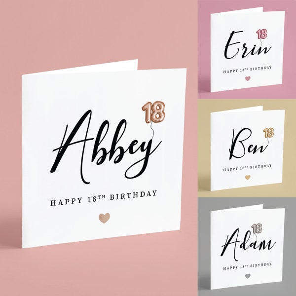 18th Birthday Card, 18 Today, Happy 18th Birthday, Eighteen Card, 18 Balloon, Milestone Birthday, Personalised Eighteenth Card GG106