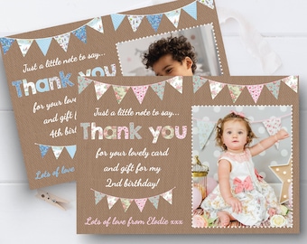 Personalised Floral Photo Thank You Cards 1st Birthday Thank You Notes Vintage Birthday Thank You Cards Gift Thank You Notes From Children