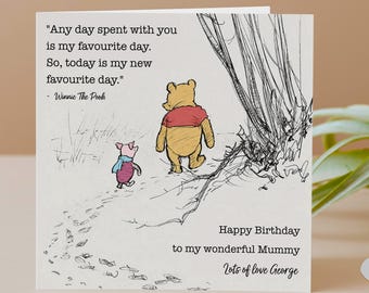 Carte personnalisée joyeux anniversaire Winnie l'ourson - papa, maman, grand-mère, grand-père, fiancé, 1er anniversaire d'un enfant, cadeau meilleur ami GG128