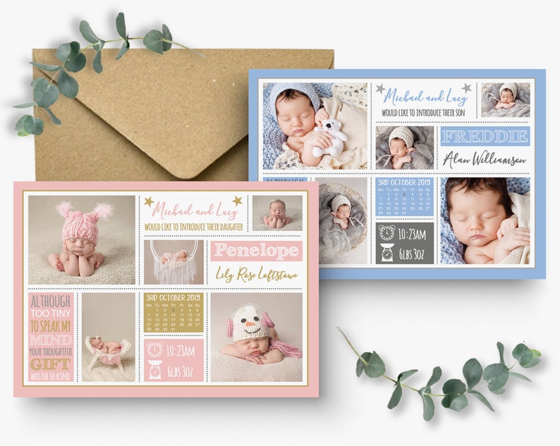 New Baby Thank You Cards Baby Thank You Card With Photos Personalised Photo Thank You Notes Baby Announcement Cards Newborn Photo Cards image 3