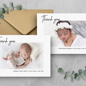 Personalised New Baby Thank You Cards Photo Birthday Thank You Notes Personalised Thank You Cards with Photo Baby Announcement Newborn Cards image 3